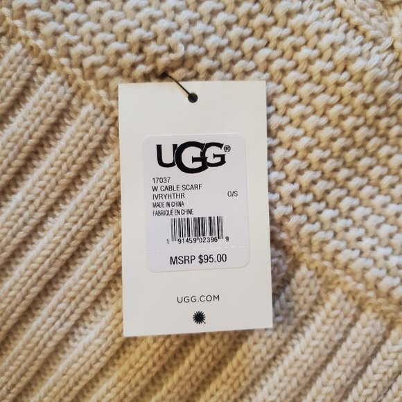 UGG Cable Knit Wool Blend Scarf NWT! - Picture 2 of 6